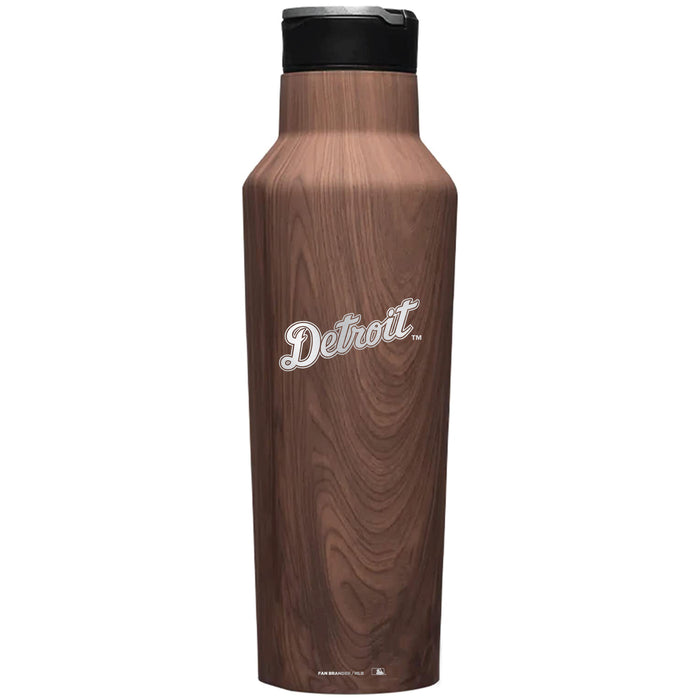 Corkcicle Insulated Canteen Water Bottle with Detroit Tigers Etched Wordmark Logo