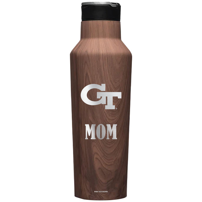 Corkcicle Insulated Canteen Water Bottle with Georgia Tech Yellow Jackets Mom Primary Logo