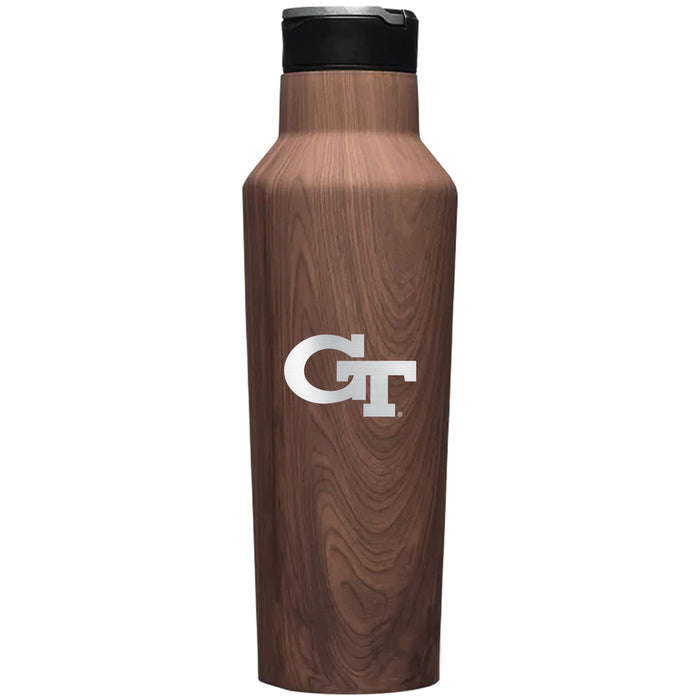 Corkcicle Insulated Sport Canteen Water Bottle with Georgia Tech Yellow Jackets Primary Logo