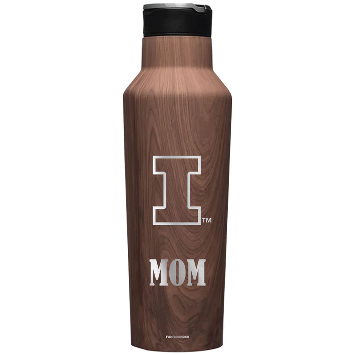 Corkcicle Insulated Canteen Water Bottle with Illinois Fighting Illini Mom Primary Logo