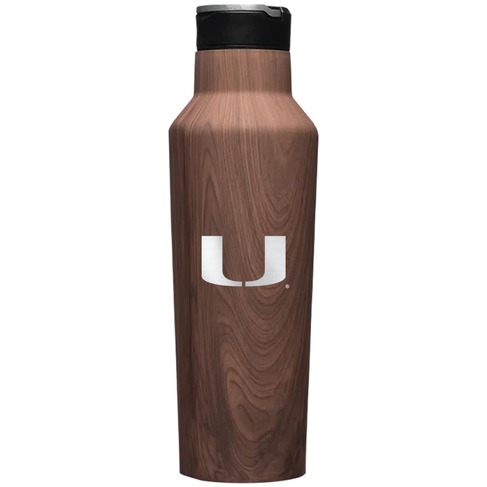 Corkcicle Insulated Sport Canteen Water Bottle with Miami Hurricanes Primary Logo