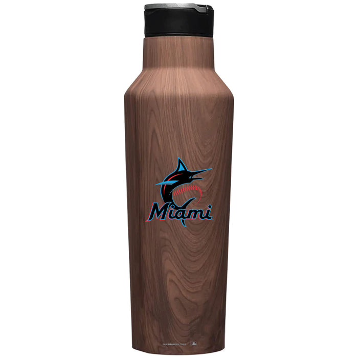 Corkcicle Insulated Canteen Water Bottle with Miami Marlins Primary Logo