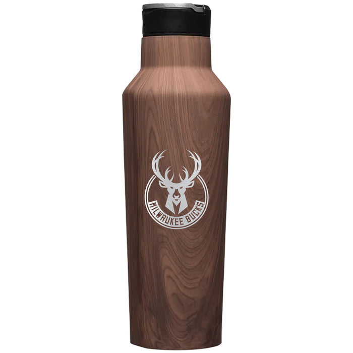 Corkcicle Insulated Canteen Water Bottle with Milwaukee Bucks Etched Primary Logo