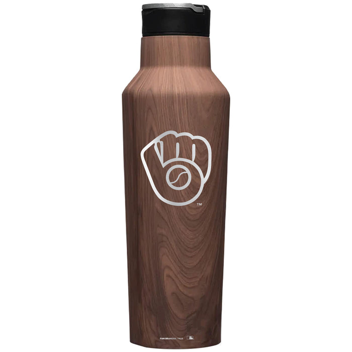 Corkcicle Insulated Canteen Water Bottle with Milwaukee Brewers Etched Secondary Logo
