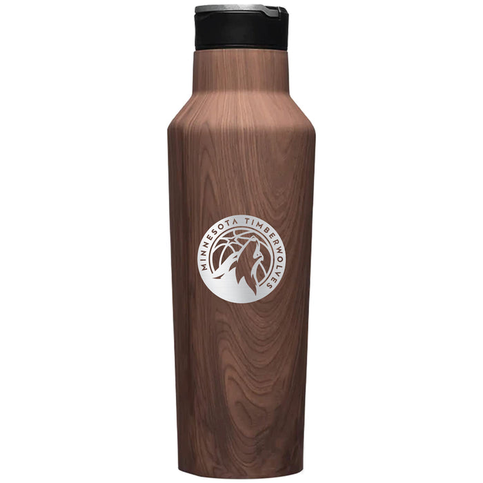 Corkcicle Insulated Canteen Water Bottle with Minnesota Timberwolves Etched Primary Logo