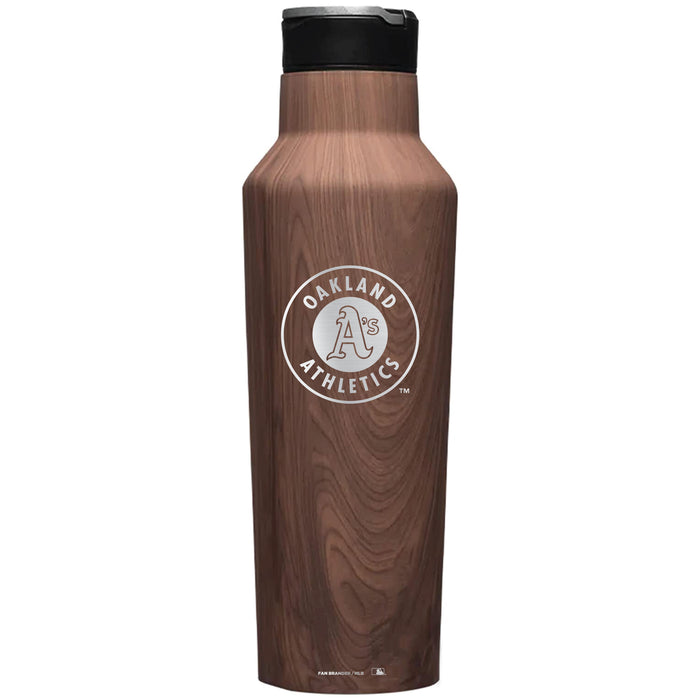 Corkcicle Insulated Canteen Water Bottle with Oakland Athletics Etched Secondary Logo