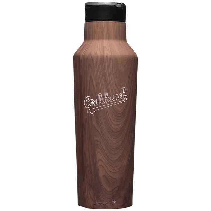 Corkcicle Insulated Canteen Water Bottle with Oakland Athletics Etched Wordmark Logo