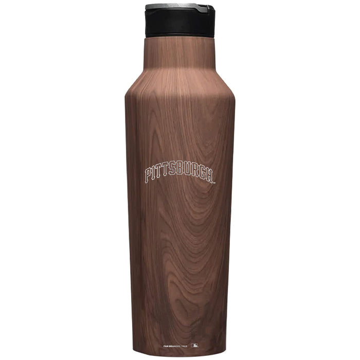 Corkcicle Insulated Canteen Water Bottle with Pittsburgh Pirates Etched Wordmark Logo