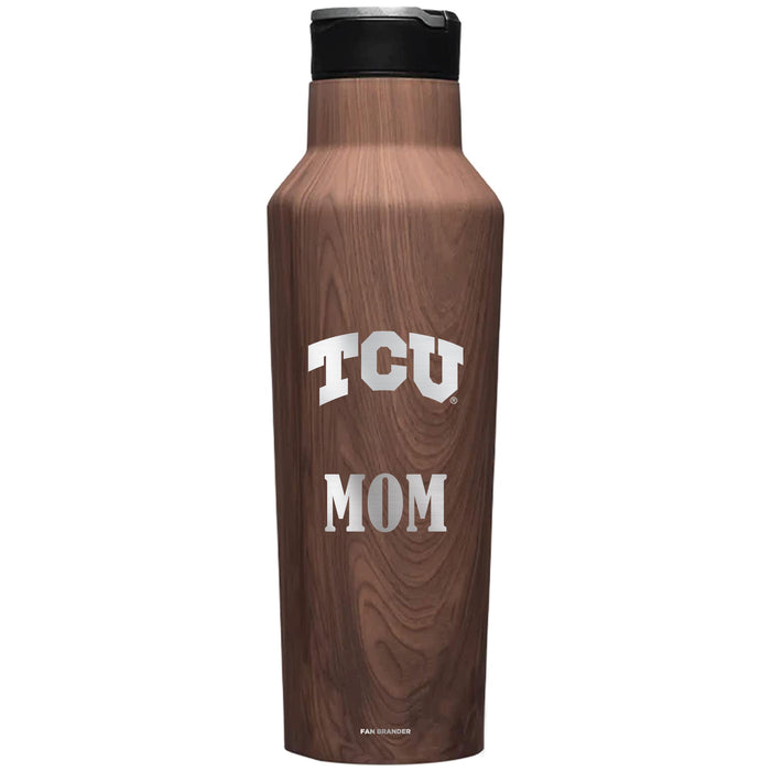 Corkcicle Insulated Canteen Water Bottle with Texas Christian University Horned Frogs Mom Primary Logo