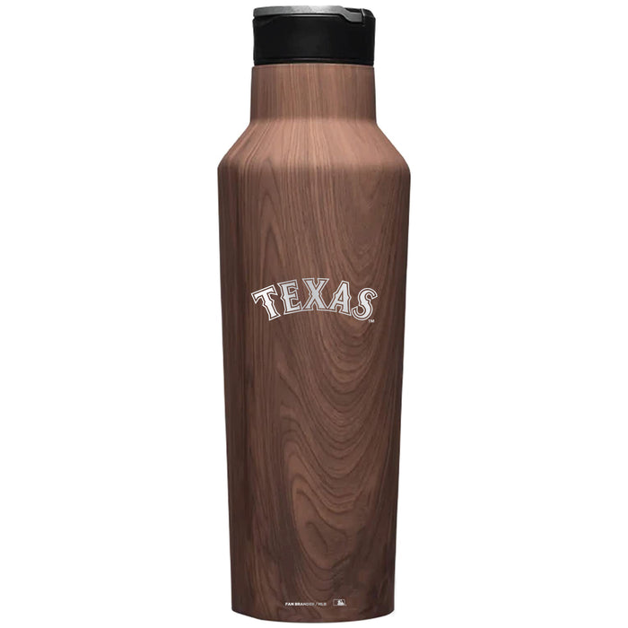 Corkcicle Insulated Canteen Water Bottle with Texas Rangers Etched Wordmark Logo