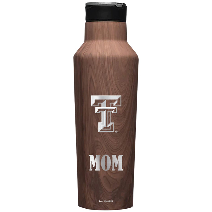 Corkcicle Insulated Canteen Water Bottle with Texas Tech Red Raiders Mom Primary Logo