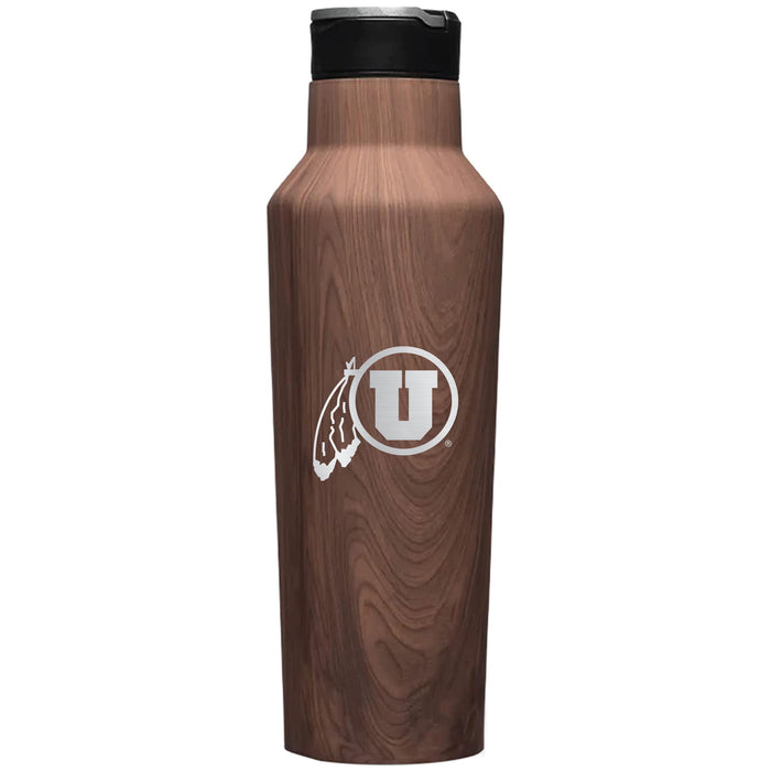 Corkcicle Insulated Sport Canteen Water Bottle with Utah Utes Primary Logo