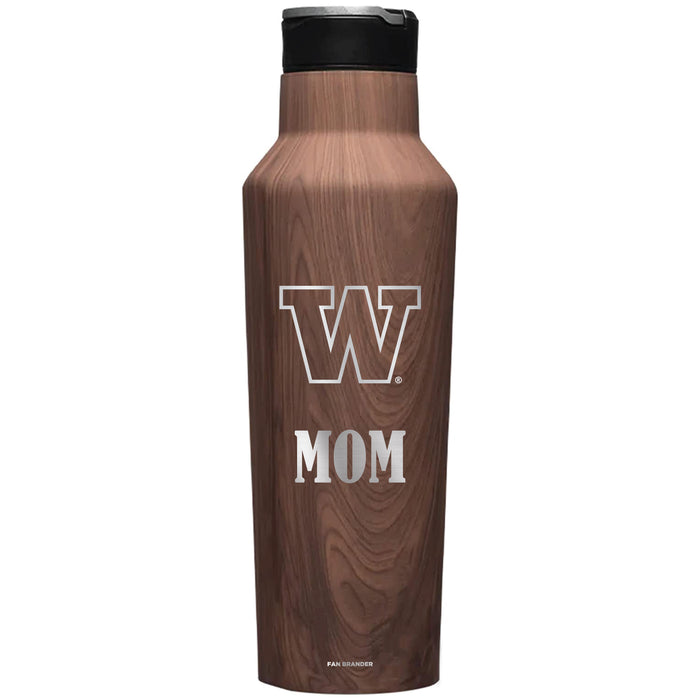 Corkcicle Insulated Canteen Water Bottle with Washington Huskies Mom Primary Logo