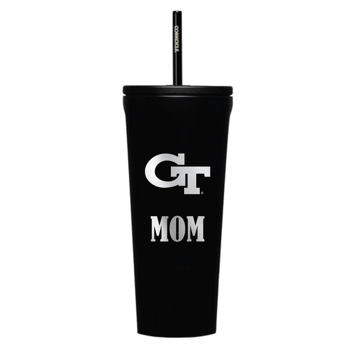 Corkcicle Cold Cup Triple Insulated Tumbler with Georgia Tech Yellow Jackets Mom Primary Logo