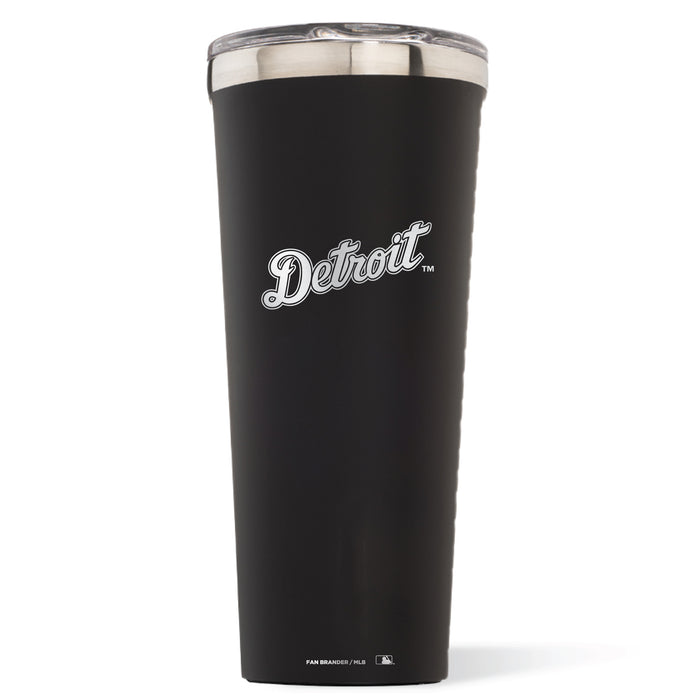 Triple Insulated Corkcicle Tumbler with Detroit Tigers Etched Wordmark Logo