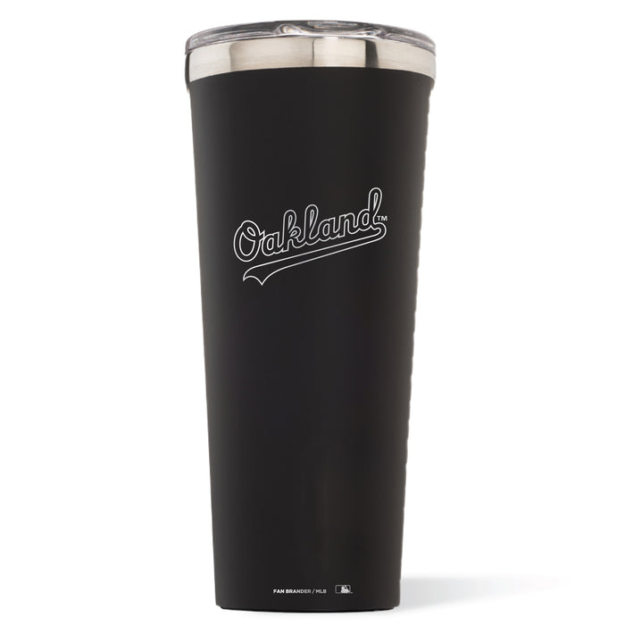 Triple Insulated Corkcicle Tumbler with Oakland Athletics Etched Wordmark Logo