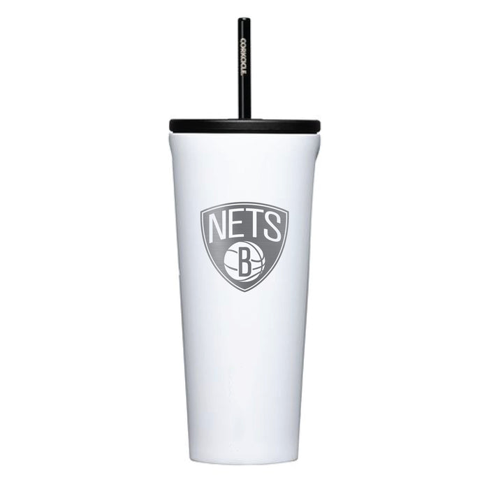 Corkcicle Cold Cup Triple Insulated Tumbler with Brooklyn Nets Etched Primary Logo