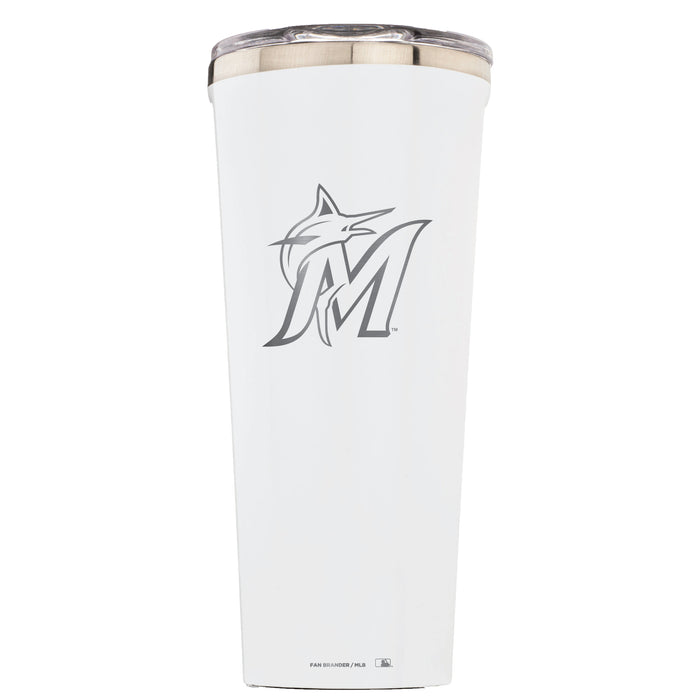 Triple Insulated Corkcicle Tumbler with Miami Marlins Etched Secondary Logo