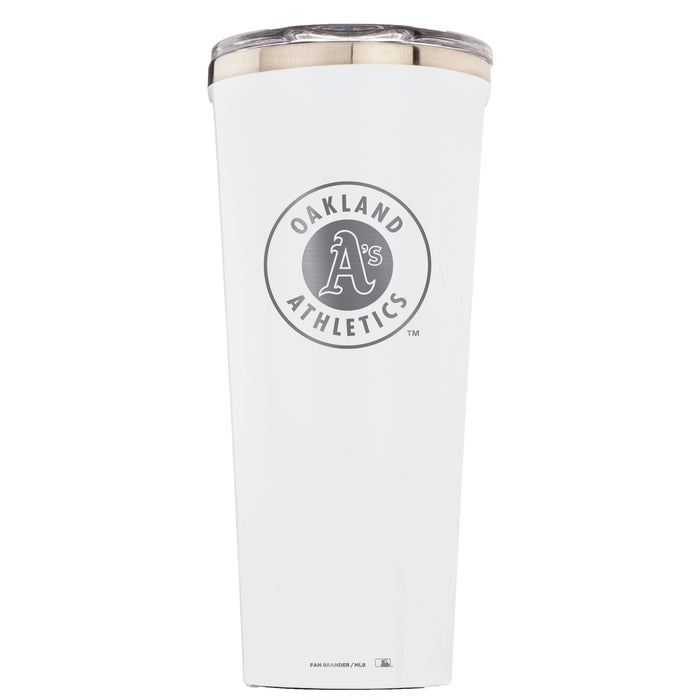 Triple Insulated Corkcicle Tumbler with Oakland Athletics Etched Secondary Logo
