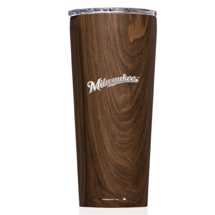 Triple Insulated Corkcicle Tumbler with Milwaukee Brewers Etched Wordmark Logo