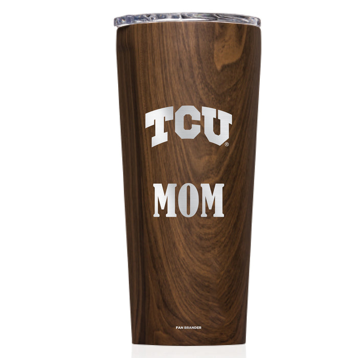 Triple Insulated Corkcicle Tumbler with Texas Christian University Horned Frogs Mom Primary Logo