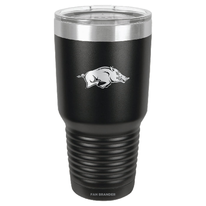 Fan Brander 30oz Stainless Steel Tumbler with Arkansas Razorbacks Etched Primary Logo