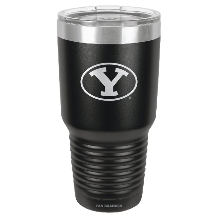 Fan Brander 30oz Stainless Steel Tumbler with Brigham Young Cougars Etched Primary Logo