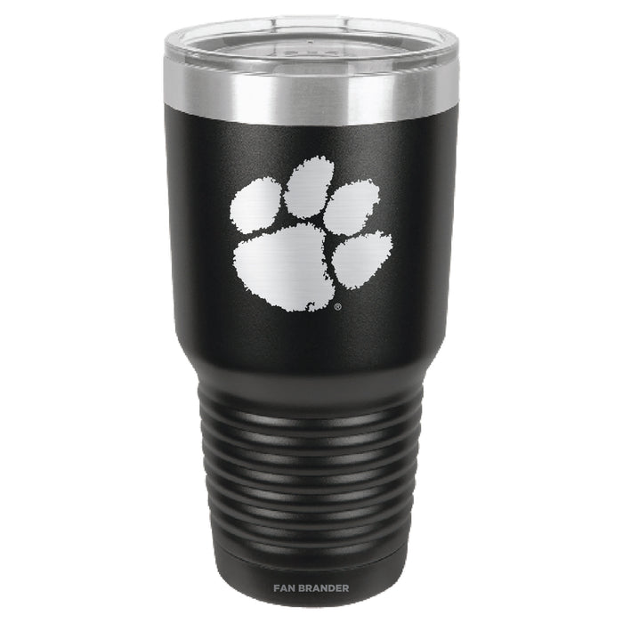 Fan Brander 30oz Stainless Steel Tumbler with Clemson Tigers Etched Primary Logo
