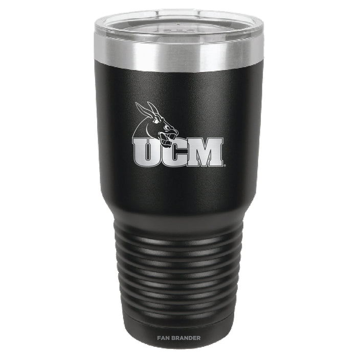 Fan Brander 30oz Stainless Steel Tumbler with Central Missouri Mules Etched Primary Logo