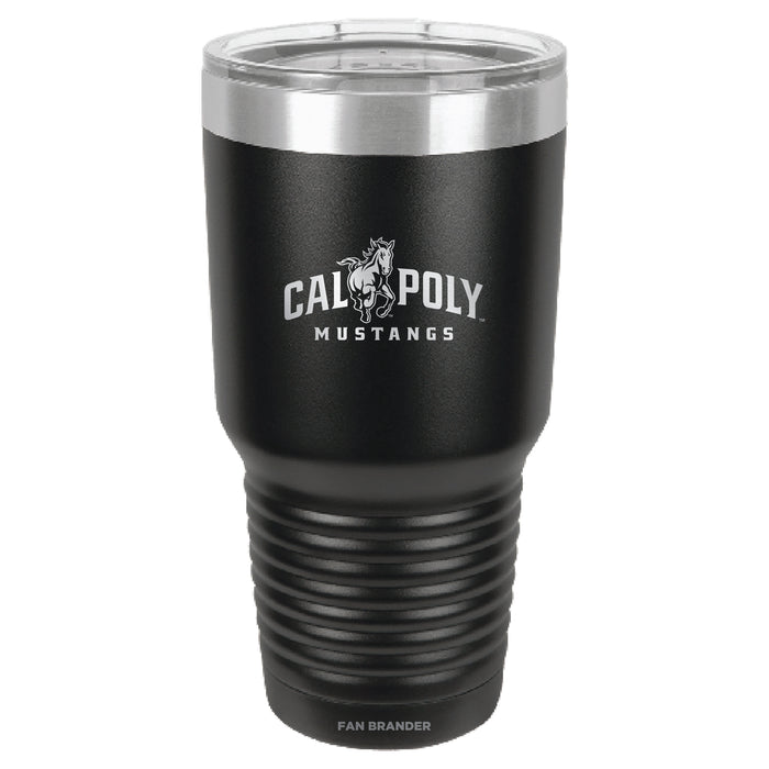 Fan Brander 30oz Stainless Steel Tumbler with Cal Poly Mustangs Etched Primary Logo