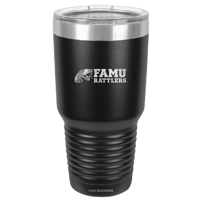 Fan Brander 30oz Stainless Steel Tumbler with Florida A&M Rattlers Etched Primary Logo