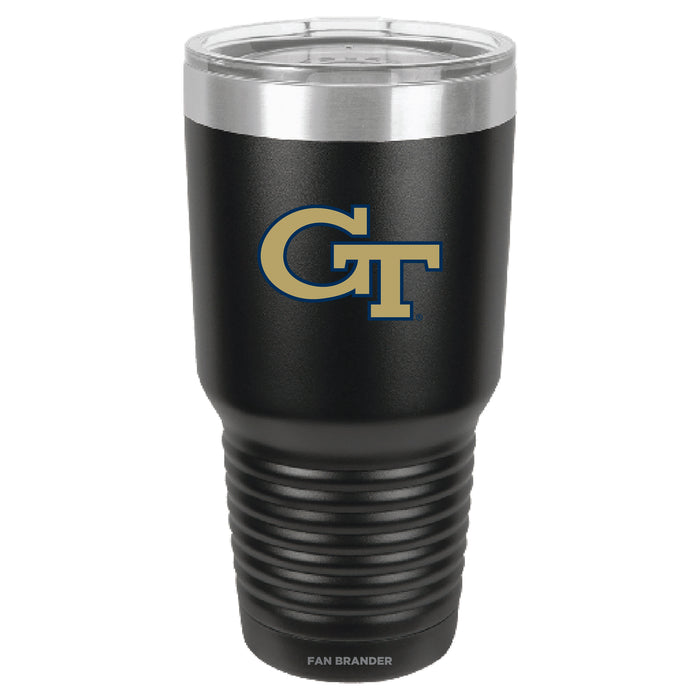 Fan Brander 30oz Stainless Steel Tumbler with Georgia Tech Yellow Jackets Primary Logo