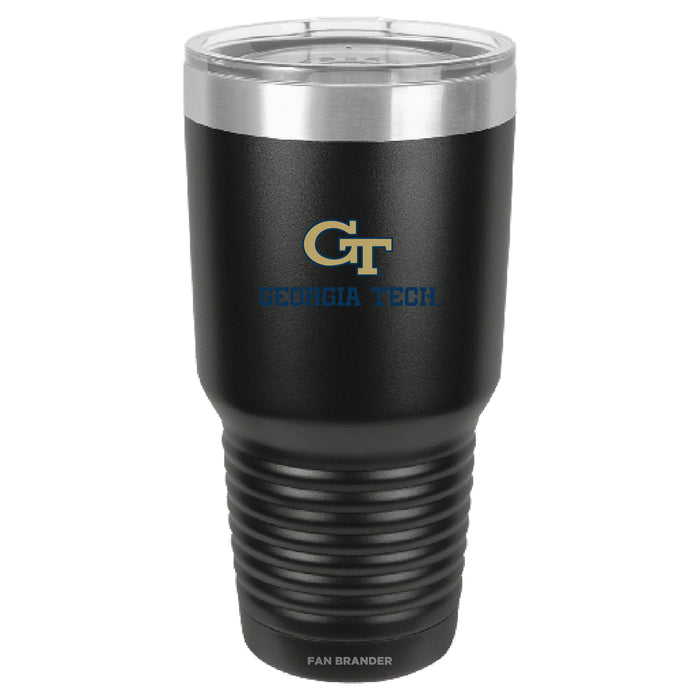 Fan Brander 30oz Stainless Steel Tumbler with Georgia Tech Yellow Jackets Secondary Logo