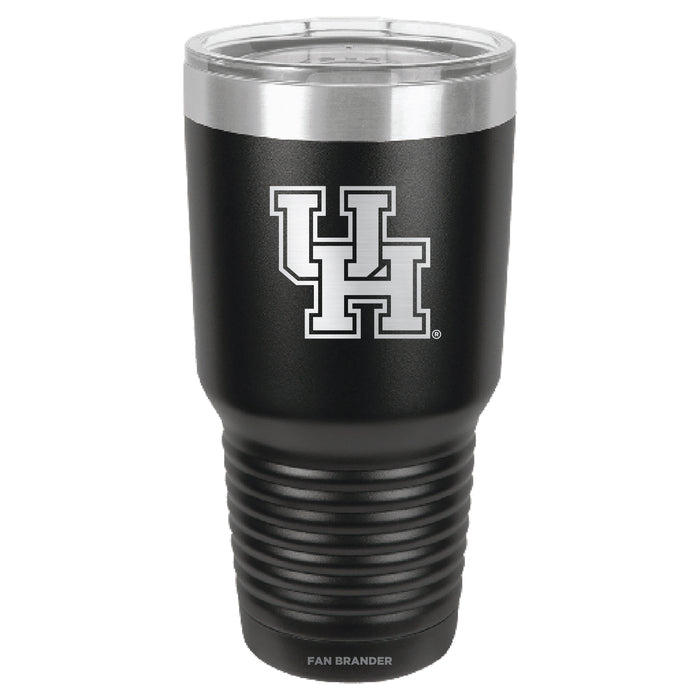 Fan Brander 30oz Stainless Steel Tumbler with Houston Cougars Etched Primary Logo