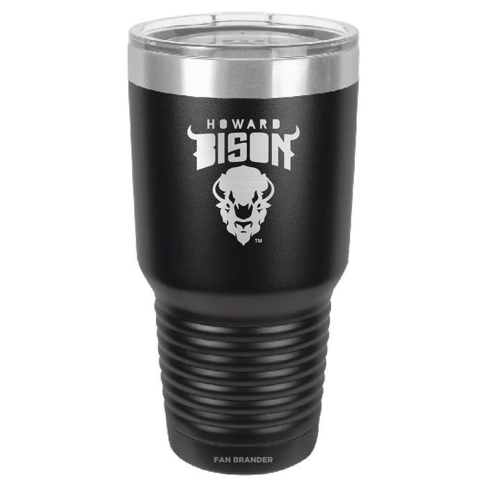 Fan Brander 30oz Stainless Steel Tumbler with Howard Bison Etched Primary Logo
