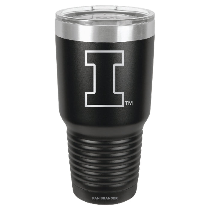 Fan Brander 30oz Stainless Steel Tumbler with Illinois Fighting Illini Etched Primary Logo