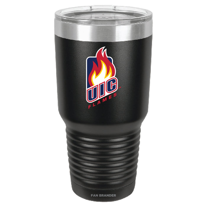 Fan Brander 30oz Stainless Steel Tumbler with Illinois @ Chicago Flames Primary Logo