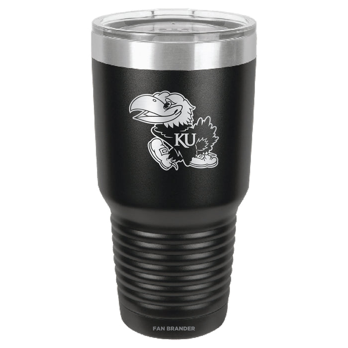 Fan Brander 30oz Stainless Steel Tumbler with Kansas Jayhawks Etched Primary Logo