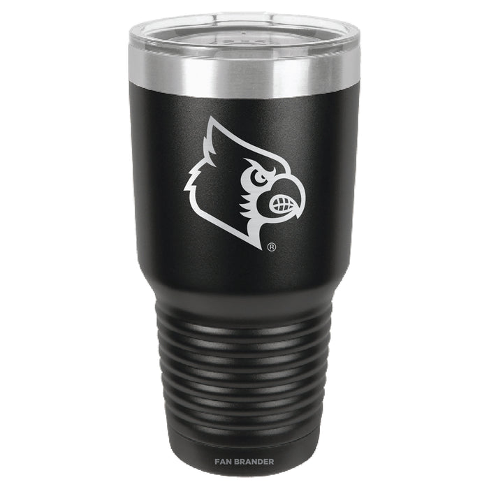 Fan Brander 30oz Stainless Steel Tumbler with Louisville Cardinals Etched Primary Logo