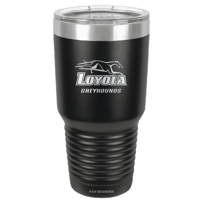 Fan Brander 30oz Stainless Steel Tumbler with Loyola Univ Of Maryland Hounds Etched Primary Logo