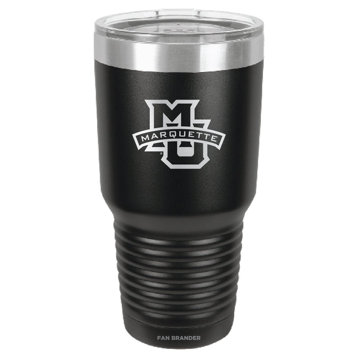 Fan Brander 30oz Stainless Steel Tumbler with Marquette Golden Eagles Etched Primary Logo