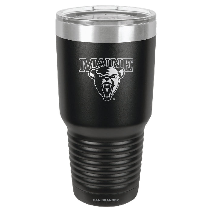 Fan Brander 30oz Stainless Steel Tumbler with Maine Black Bears Etched Primary Logo