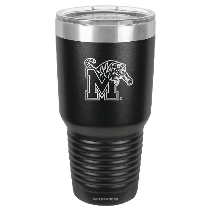 Fan Brander 30oz Stainless Steel Tumbler with Memphis Tigers Etched Primary Logo