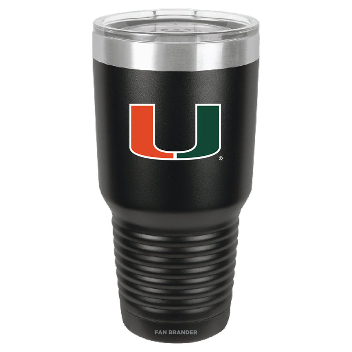 Fan Brander 30oz Stainless Steel Tumbler with Miami Hurricanes Primary Logo