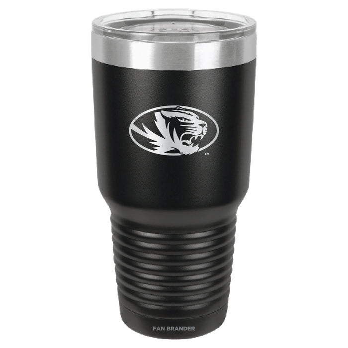 Fan Brander 30oz Stainless Steel Tumbler with Missouri Tigers Etched Primary Logo