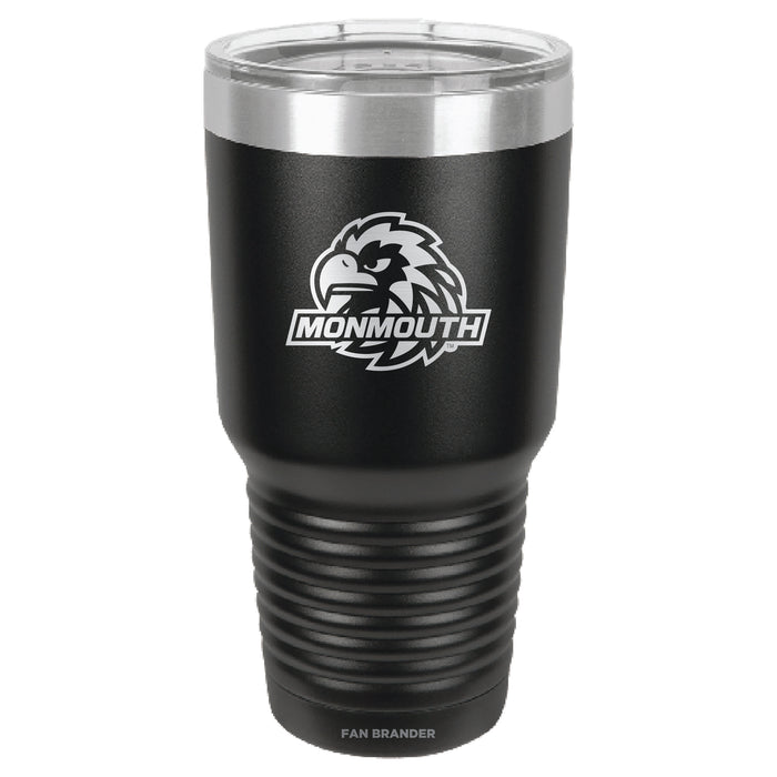 Fan Brander 30oz Stainless Steel Tumbler with Monmouth Hawks Etched Primary Logo