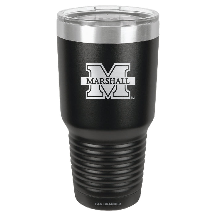 Fan Brander 30oz Stainless Steel Tumbler with Marshall Thundering Herd Etched Primary Logo