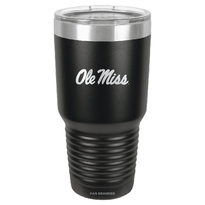 Fan Brander 30oz Stainless Steel Tumbler with Mississippi Ole Miss Etched Primary Logo