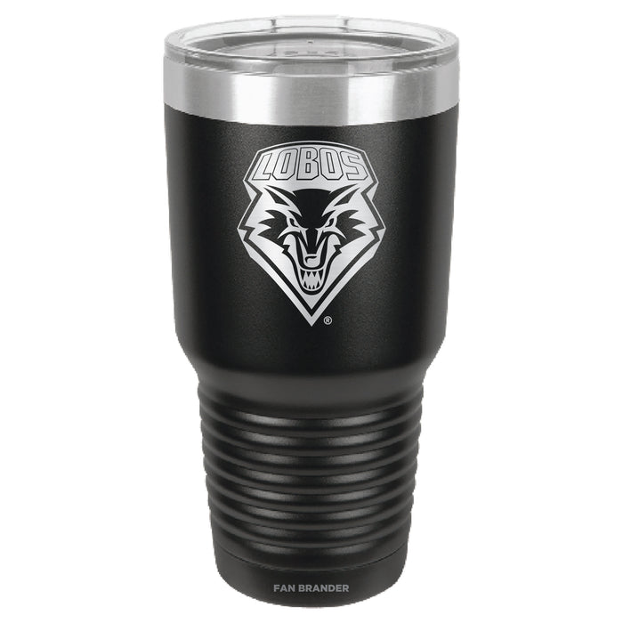 Fan Brander 30oz Stainless Steel Tumbler with New Mexico Lobos Etched Primary Logo