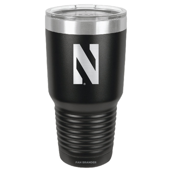 Fan Brander 30oz Stainless Steel Tumbler with Northwestern Wildcats Etched Primary Logo